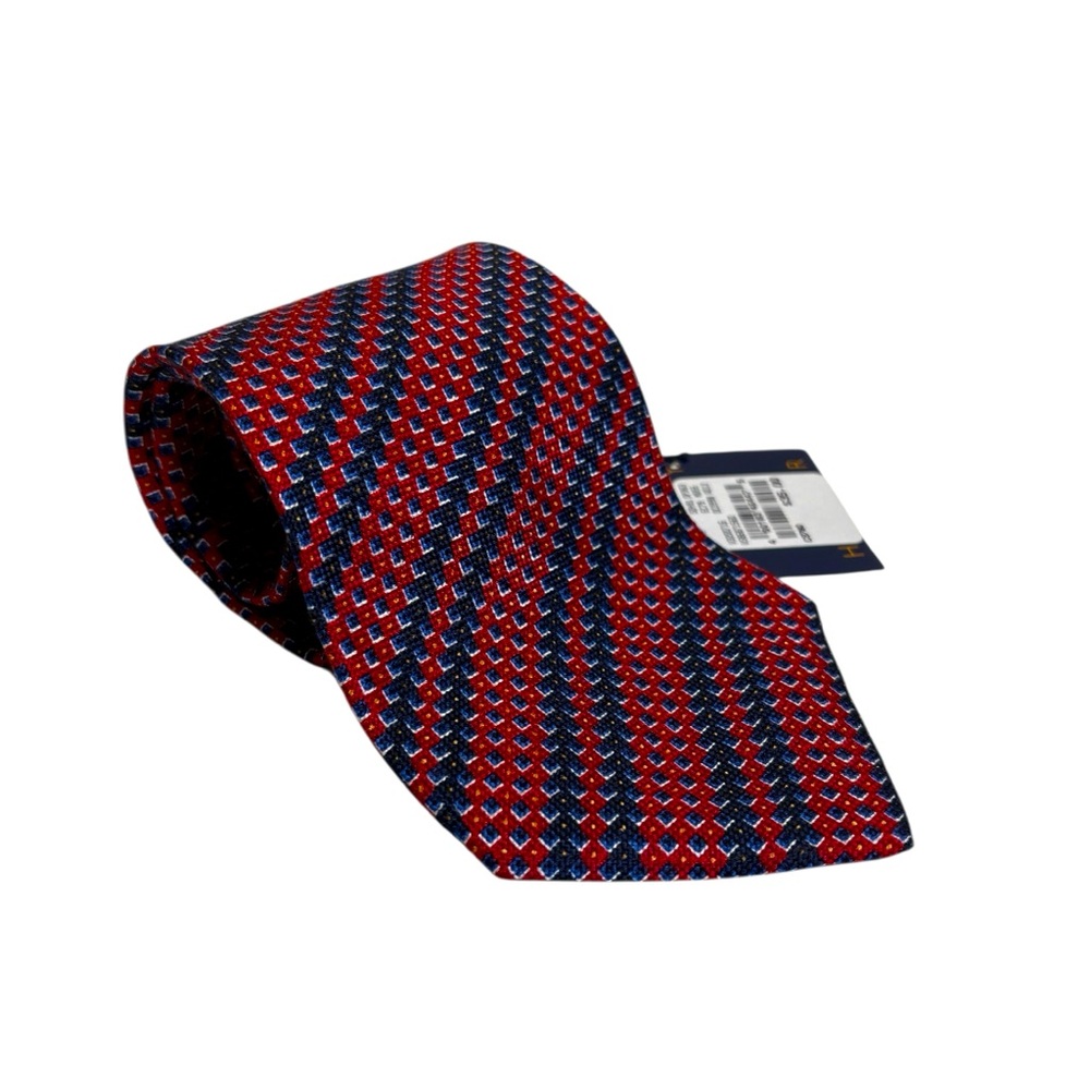 NEW Tommy Hilfiger Men’s Red Blue Yellow Geometric Tie Preppy Made in USA
